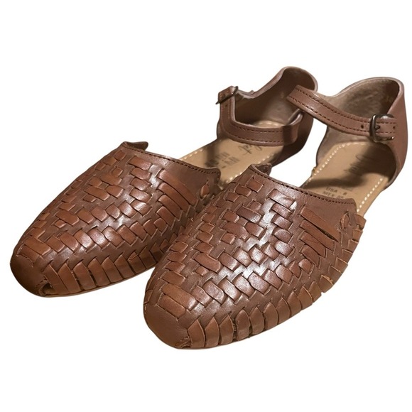 Mexican Huaraches Leather Handmade Woven Flats,‎ Sandals Woman's Sz 8 Brown - Picture 7 of 14